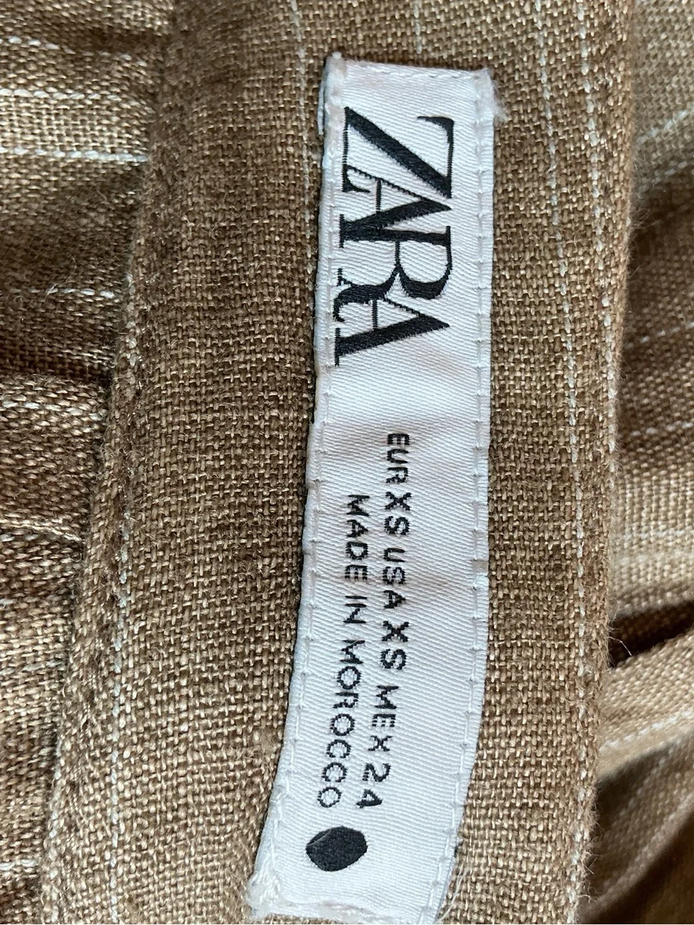 Zara Linen-Blend Pants in Light Brown